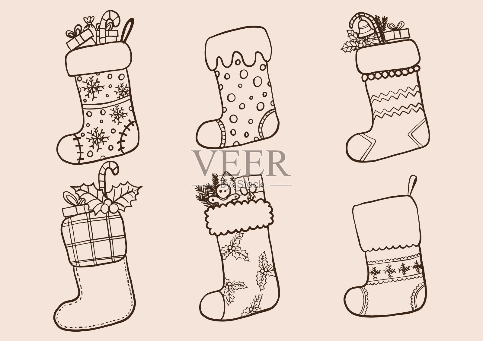 一套圣誕襪手繪